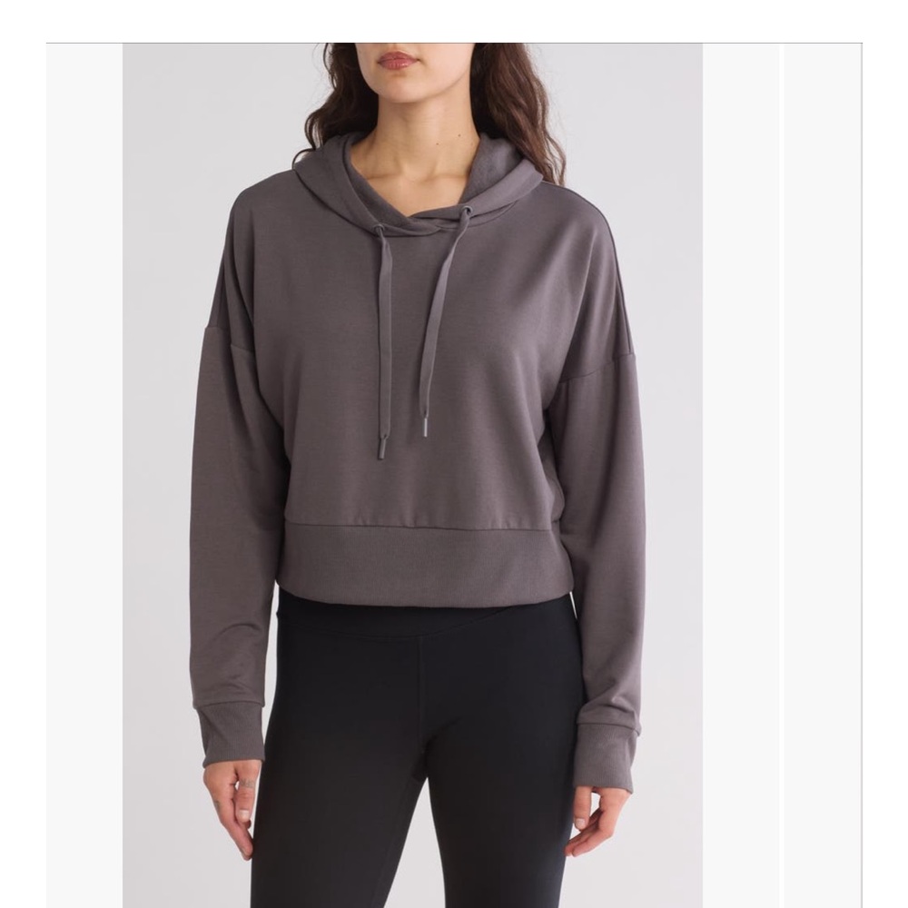 Charcoal Gray Women's Hoodie Top Cropped